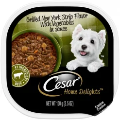 Cesar Home Delights Grilled New York Strip Flavor with Vegetables in Sauce Dog Food Trays