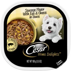 Cesar Home Delights Sausage Flavor with Egg & Cheese in Gravy Dog Food Trays