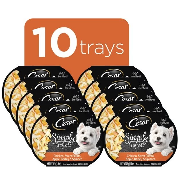 Cesar Simply Crafted Chicken, Sweet Potato, Apple, Barley & Spinach Limited-Ingredient Wet Dog Food Topper 3 Cesar Simply Crafted Chicken, Sweet Potato, Apple, Barley & Spinach Limited-Ingredient Wet Dog Food Topper - Image 3