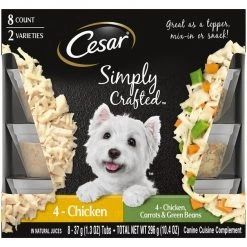 Cesar Simply Crafted Variety Pack Chicken & Chicken, Carrots & Green Beans Limited-Ingredient Wet Dog Food Topper