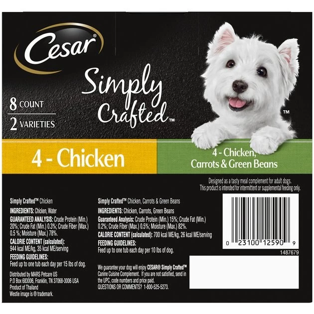 Cesar Simply Crafted Variety Pack Chicken & Chicken, Carrots & Green Beans Limited-Ingredient Wet Dog Food Topper 2 Cesar Simply Crafted Variety Pack Chicken & Chicken, Carrots & Green Beans Limited-Ingredient Wet Dog Food Topper - Image 2