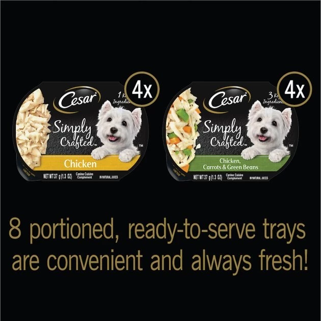 Cesar Simply Crafted Variety Pack Chicken & Chicken, Carrots & Green Beans Limited-Ingredient Wet Dog Food Topper 3 Cesar Simply Crafted Variety Pack Chicken & Chicken, Carrots & Green Beans Limited-Ingredient Wet Dog Food Topper - Image 3