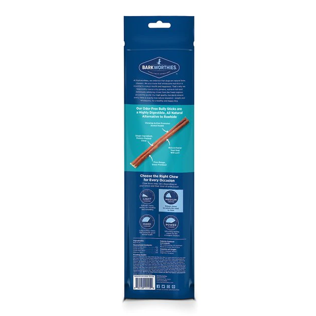 Barkworthies Odor-Free 12" Bully Stick Dog Treats 2 Barkworthies Odor-Free 12" Bully Stick Dog Treats - Image 2