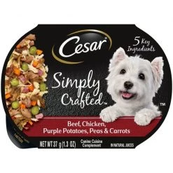 Cesar Simply Crafted Beef, Chicken, Purple Potatoes, Peas & Carrots Wet Dog Food Topper