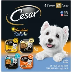 Cesar Breakfast & Dinner Home Delights & Classic Loaf in Sauce Variety Pack Wet Dog Food Trays