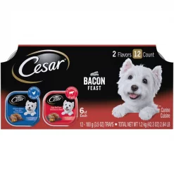 Cesar Bacon Feast Loaf & Topper Multipack Wet Dog Food Trays