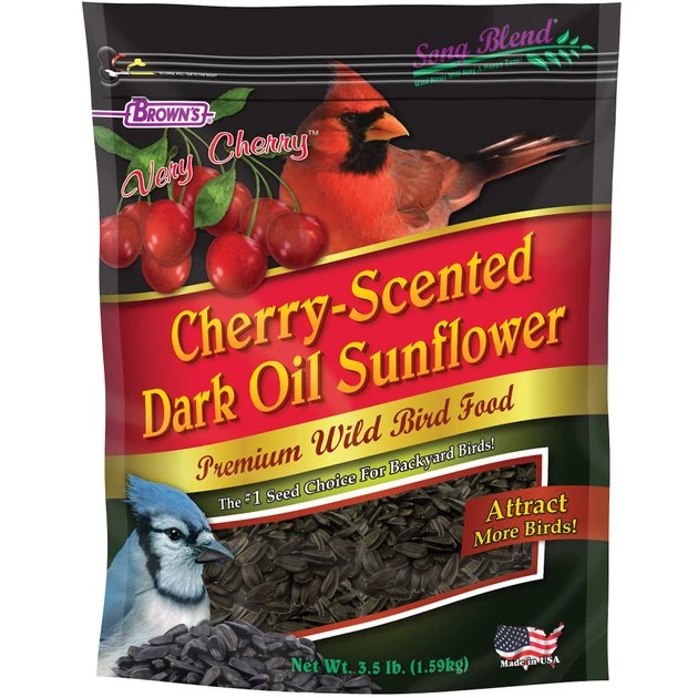 Brown's Cherry-Scented Dark Oil Sunflower Seeds Premium Wild Bird Food 1 Brown's Cherry-Scented Dark Oil Sunflower Seeds Premium Wild Bird Food