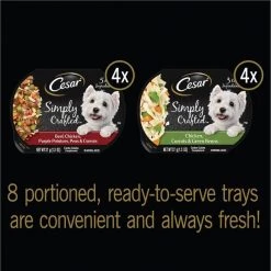 Cesar Simply Crafted Variety Pack Chicken, Carrots & Green Beans & Beef, Chicken, Purple Potatoes, Peas & Carrots Wet Dog Food Topper, 1.3-oz can, 16 count 11 Cesar Simply Crafted Variety Pack Chicken, Carrots & Green Beans & Beef, Chicken, Purple Potatoes, Peas & Carrots Wet Dog Food Topper, 1.3-oz can, 16 count -Brown's || Barkworthies || Cesar Sales 211746 PT2. SY630 V1617893239