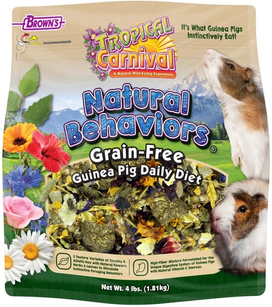 Brown's Tropical Carnival Natural Behaviors Grain-Free Daily Diet Guinea Pig Food, 4-lb bag 1 Brown's Tropical Carnival Natural Behaviors Grain-Free Daily Diet Guinea Pig Food, 4-lb bag
