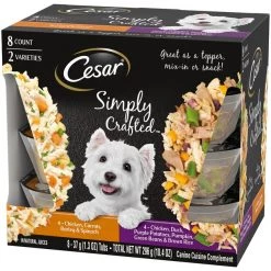 Cesar Simply Crafted Variety Pack Wet Dog Food Meal Topper, 1.3-oz tray, case of 8 -Brown's || Barkworthies || Cesar Sales 265564 PT2. SY630 V1609804653
