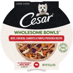 Cesar Wholesome Bowls Beef, Chicken, Potatoes & Carrots Recipe Wet Dog Food, 3-oz tray, case of 10