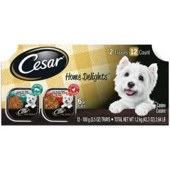 Brown's || Barkworthies || Cesar Sales 7 Cesar Home Delights BBQ Chicken Flavor & Braised Rib Flavor Variety Pack Wet Dog Food, 3.5-oz tray, case of 24