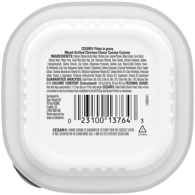 Cesar Wood-Grilled Chicken Flavor Filets in Gravy Wet Dog Food, 3.5-oz tray, case of 24 2 Cesar Wood-Grilled Chicken Flavor Filets in Gravy Wet Dog Food, 3.5-oz tray, case of 24 - Image 2