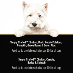 Cesar Simply Crafted Chicken, Duck, Purple Potatoes, Pumpkin, Green Beans & Brown Rice & Chicken, Carrots, Barley & Spinach Variety Pack Wet Dog Food Meal Topper, 1.3-oz tub, case of 16 -Brown's || Barkworthies || Cesar Sales 271288 PT6. SY630 V1611958283