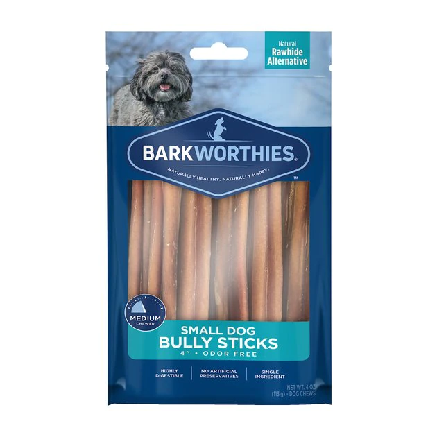 Barkworthies Bully Sticks Small Dog 4-in Grain-Free Dog Treats, 4-oz bag 1 Barkworthies Bully Sticks Small Dog 4-in Grain-Free Dog Treats, 4-oz bag