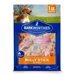 Barkworthies Bully Stick Bites Small Dog Grain-Free Dog Treats, 16-oz bag