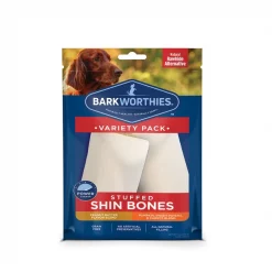 Barkworthies Stuffed Shin Bones Variety Pack Grain-Free Dog Treats, 2 count