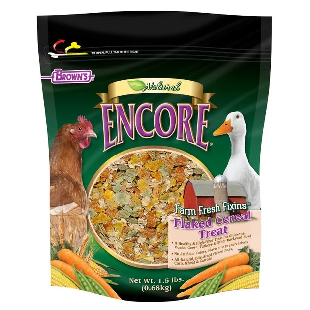 Brown's Encore Natural Farm Fresh Fixins Flaked Cereal Bird Treats, 1.5-lb bag 1 Brown's Encore Natural Farm Fresh Fixins Flaked Cereal Bird Treats, 1.5-lb bag