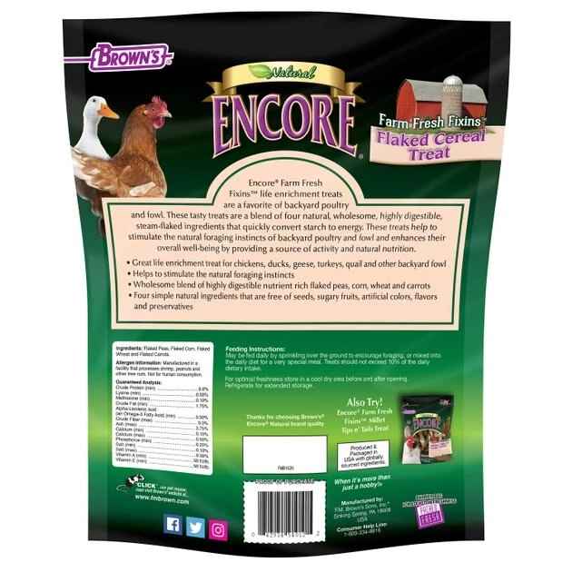 Brown's Encore Natural Farm Fresh Fixins Flaked Cereal Bird Treats, 1.5-lb bag 2 Brown's Encore Natural Farm Fresh Fixins Flaked Cereal Bird Treats, 1.5-lb bag - Image 2