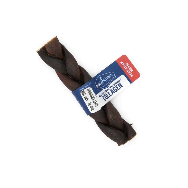 Barkworthies Collagen 5-inch Braided Stick Dog Bone 1 Barkworthies Collagen 5-inch Braided Stick Dog Bone