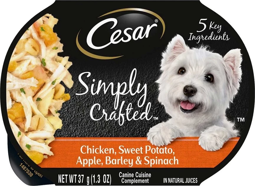 Cesar Simply Crafted Chicken, Sweet Potato, Apple, Barley & Spinach Limited-Ingredient + Chicken Limited-Ingredient Wet Dog Food Topper 2 Cesar Simply Crafted Chicken, Sweet Potato, Apple, Barley & Spinach Limited-Ingredient + Chicken Limited-Ingredient Wet Dog Food Topper - Image 2