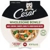 Cesar Wholesome Bowls Beef, Chicken, Carrots, Barley & Green Beans Recipe Adult Soft Wet Dog Food Topper, 3-oz Bowl, Case of 10