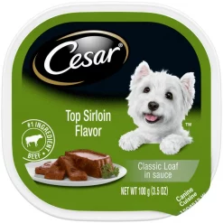 Cesar Classic Loaf in Sauce Top Sirloin Flavor Dog Food Trays