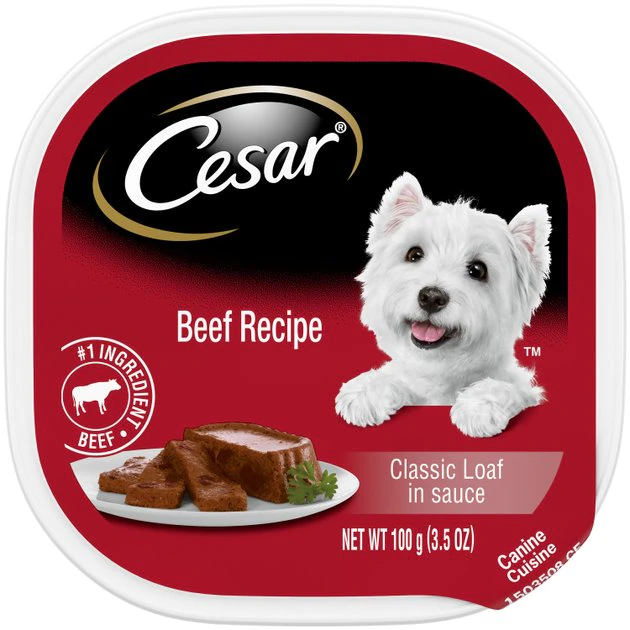 Cesar Classic Loaf in Sauce Beef Recipe Dog Food Trays 1 Cesar Classic Loaf in Sauce Beef Recipe Dog Food Trays