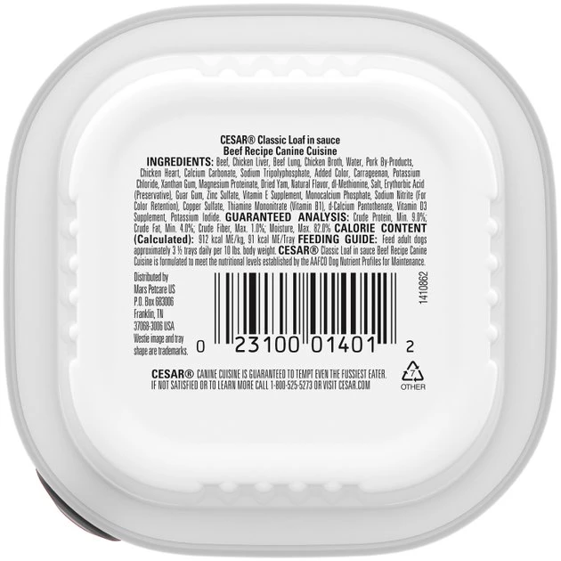 Cesar Classic Loaf in Sauce Beef Recipe Dog Food Trays 2 Cesar Classic Loaf in Sauce Beef Recipe Dog Food Trays - Image 2