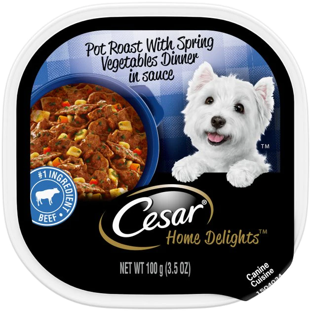 Cesar Home Delights Pot Roast with Spring Vegetables Dinner in Sauce Dog Food Trays 1 Cesar Home Delights Pot Roast with Spring Vegetables Dinner in Sauce Dog Food Trays