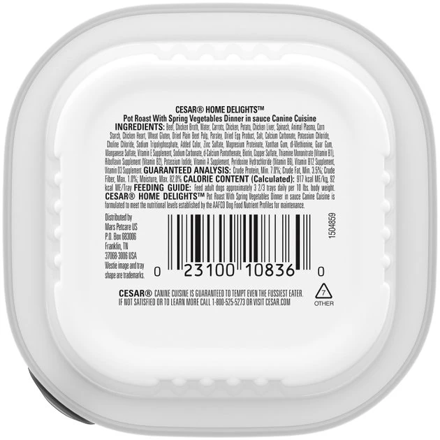 Cesar Home Delights Pot Roast with Spring Vegetables Dinner in Sauce Dog Food Trays 2 Cesar Home Delights Pot Roast with Spring Vegetables Dinner in Sauce Dog Food Trays - Image 2