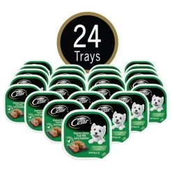 Cesar Loaf & Topper in Sauce Rosemary Chicken Flavor with Spring Vegetables Dog Food Trays -Brown's || Barkworthies || Cesar Sales 86051 PT2. SY630 V1621518197