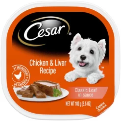Cesar Classic Loaf in Sauce Chicken & Liver Recipe Dog Food Trays