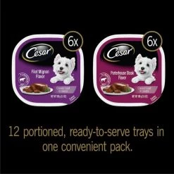 Cesar Classic Loaf in Sauce Filet Mignon & Porterhouse Steak Flavors Variety Pack Dog Food Trays -Brown's || Barkworthies || Cesar Sales 86450 PT2. SY630 V1621549402