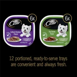 Cesar Classic Loaf in Sauce Top Sirloin & Grilled Chicken Flavors Variety Pack Dog Food Trays -Brown's || Barkworthies || Cesar Sales 86452 PT2. SY630 V1621519078