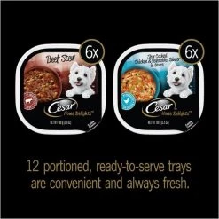 Cesar Home Delights Slow Cooked Chicken & Vegetables & Beef Stew Variety Pack Dog Food Trays 11 Cesar Home Delights Slow Cooked Chicken & Vegetables & Beef Stew Variety Pack Dog Food Trays -Brown's || Barkworthies || Cesar Sales 86476 PT2. SY630 V1621518501