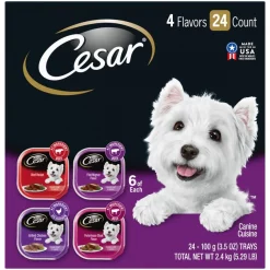 Cesar Classic Loaf in Sauce Beef Recipe, Filet Mignon, Grilled Chicken, & Porterhouse Steak Flavors Variety Pack Dog Food Trays