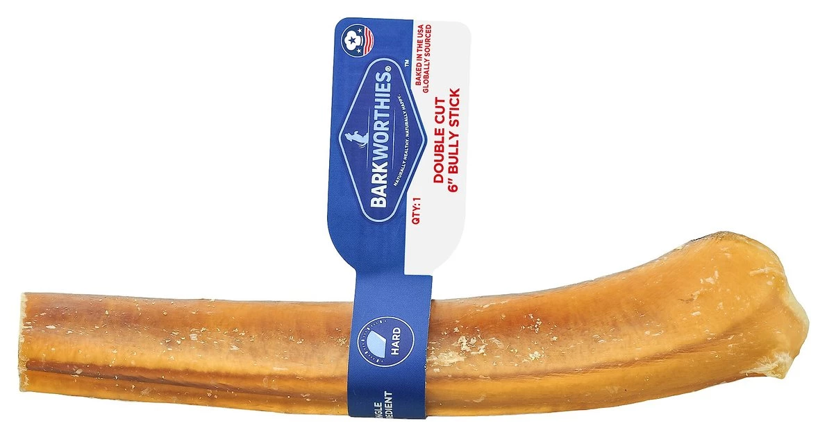 Barkworthies Odor-Free American Double Cut 6" Bully Sticks Dog Treats 1 Barkworthies Odor-Free American Double Cut 6" Bully Sticks Dog Treats
