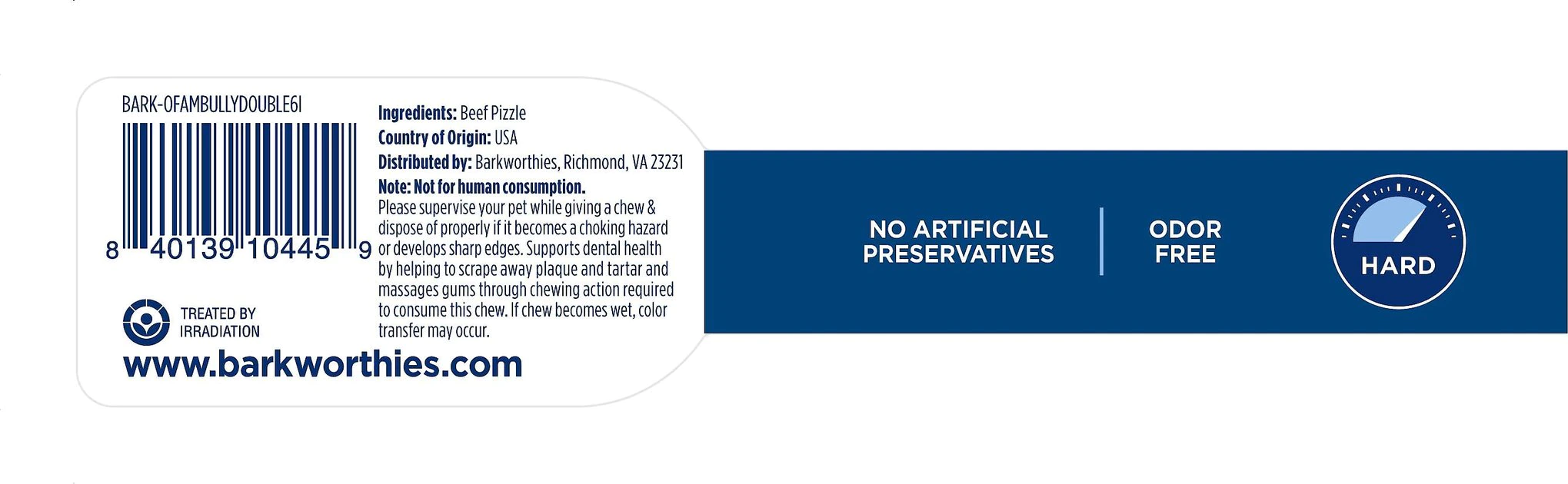 Barkworthies Odor-Free American Double Cut 6" Bully Sticks Dog Treats 2 Barkworthies Odor-Free American Double Cut 6" Bully Sticks Dog Treats - Image 2