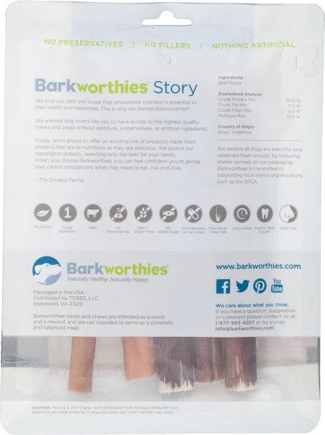 Barkworthies Odor-Free 6" Bully Sticks 2 Barkworthies Odor-Free 6" Bully Sticks - Image 2