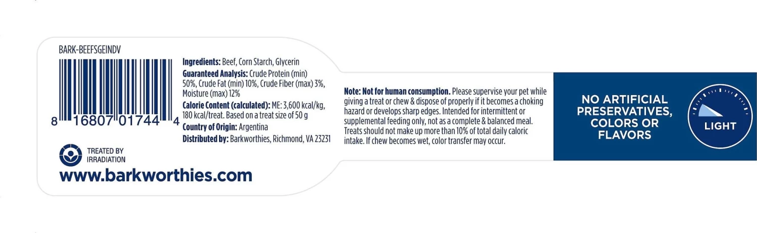 Barkworthies Beef Roll 6" Dog Treats 3 Barkworthies Beef Roll 6" Dog Treats - Image 3