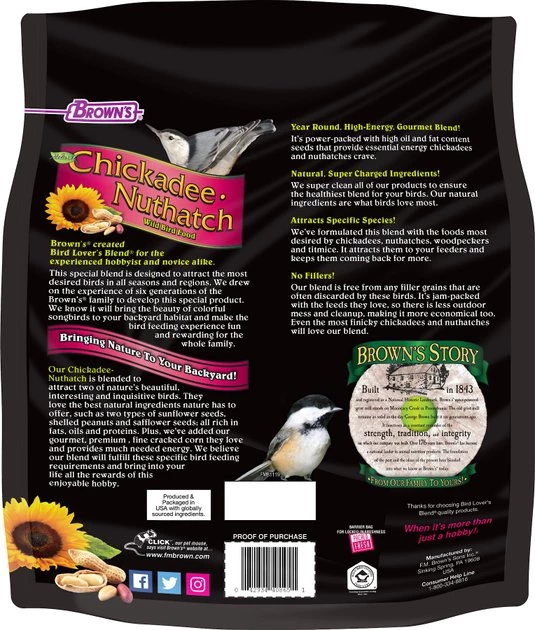 Brown's Bird Lover's Blend Chickadee Nuthatch Wild Bird Food 2 Brown's Bird Lover's Blend Chickadee Nuthatch Wild Bird Food - Image 2