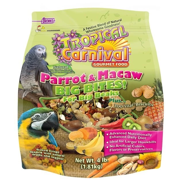 Brown's Tropical Carnival Big Bites with ZOO-Vital Biscuits Parrot & Macaw Food 1 Brown's Tropical Carnival Big Bites with ZOO-Vital Biscuits Parrot & Macaw Food