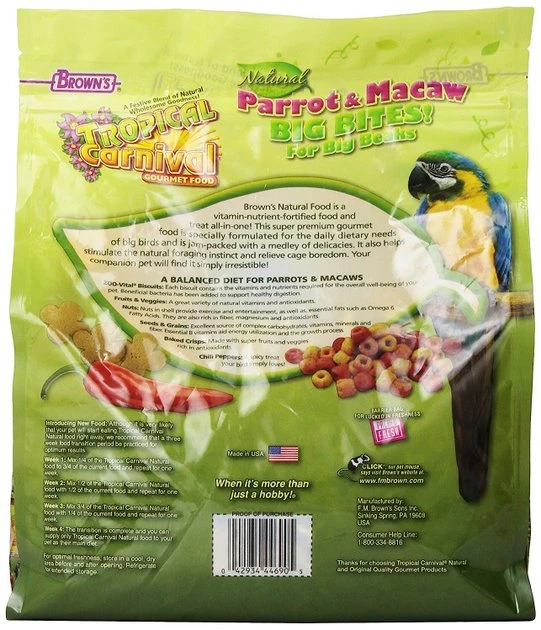 Brown's Tropical Carnival Big Bites with ZOO-Vital Biscuits Parrot & Macaw Food 2 Brown's Tropical Carnival Big Bites with ZOO-Vital Biscuits Parrot & Macaw Food - Image 2