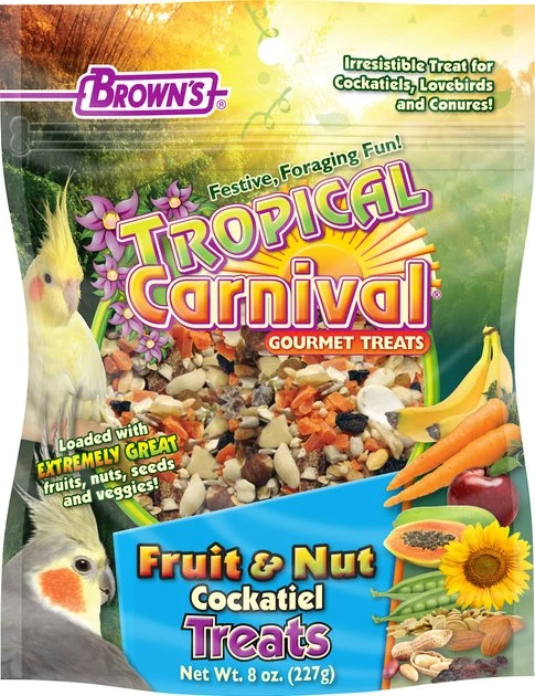 Brown's Tropical Carnival Fruit & Nut Cockatiel Bird Treats 1 Brown's Tropical Carnival Fruit & Nut Cockatiel Bird Treats