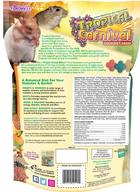 Brown's Tropical Carnival Gerbil & Hamster Food 2 Brown's Tropical Carnival Gerbil & Hamster Food - Image 2