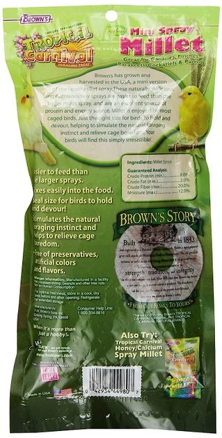 Brown's Tropical Carnival Mini Spray Millet Bird Treat 2 Brown's Tropical Carnival Mini Spray Millet Bird Treat - Image 2