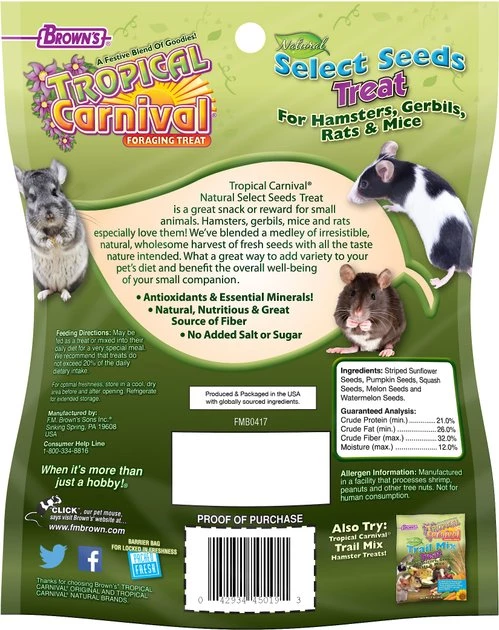 Brown's Tropical Carnival Natural Select Seeds Small Animal Treats 2 Brown's Tropical Carnival Natural Select Seeds Small Animal Treats - Image 2