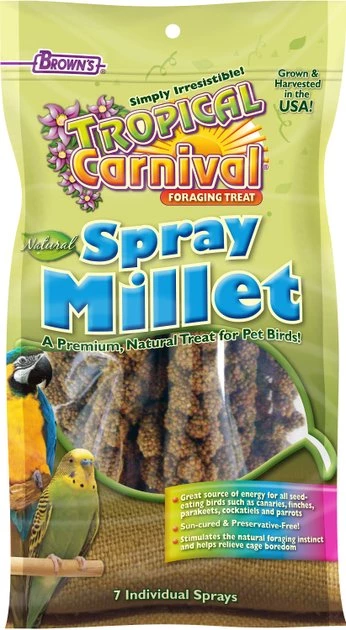 Brown's Tropical Carnival Natural Spray Millet Bird Treats 1 Brown's Tropical Carnival Natural Spray Millet Bird Treats