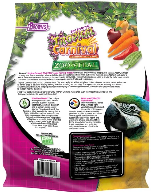 Brown's Tropical Carnival ZOO-Vital Large Parrot & Macaw Food 2 Brown's Tropical Carnival ZOO-Vital Large Parrot & Macaw Food - Image 2